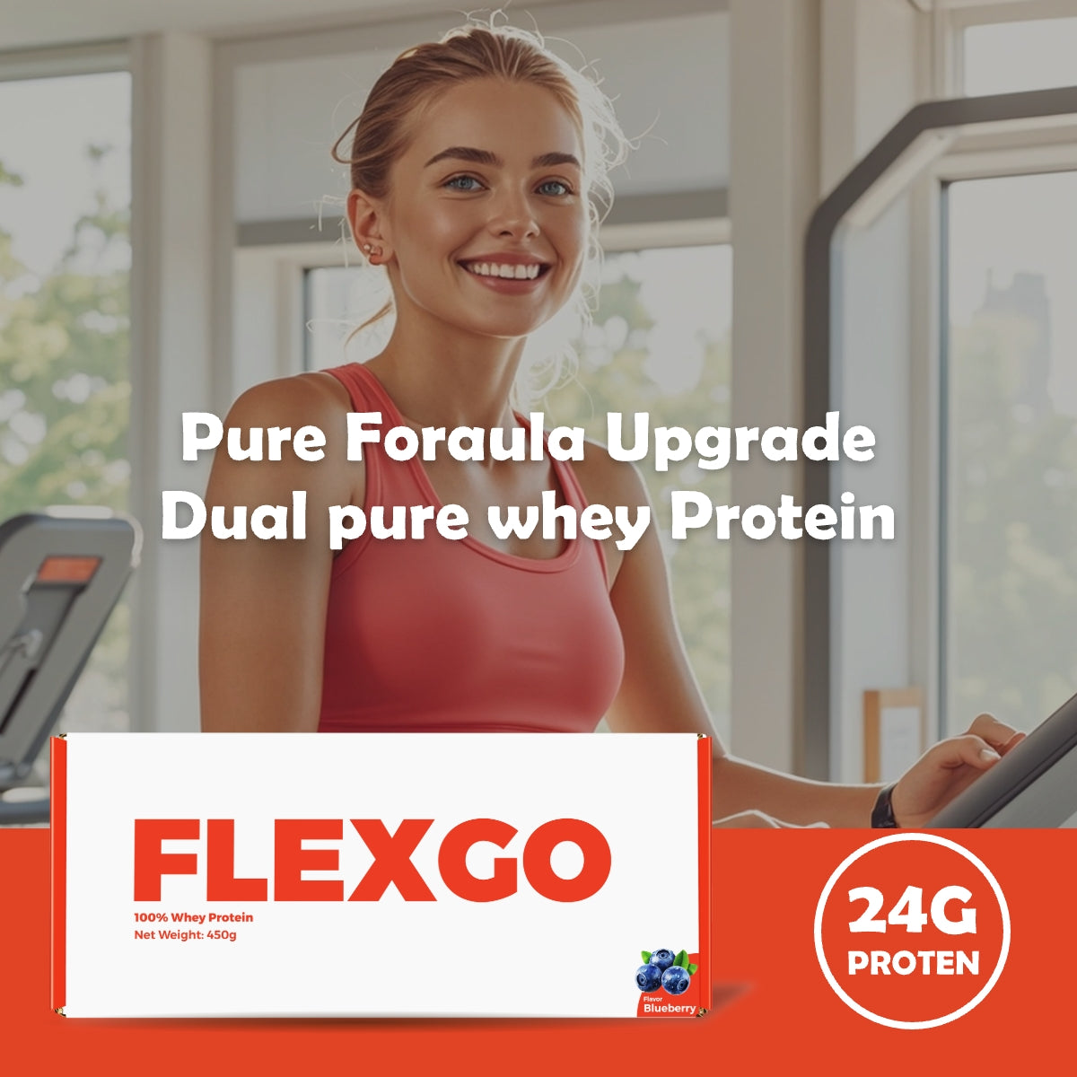 Flexgo 100% Whey Protein Powder Blueberry Flavor with Fiber & Vitamin C for Women