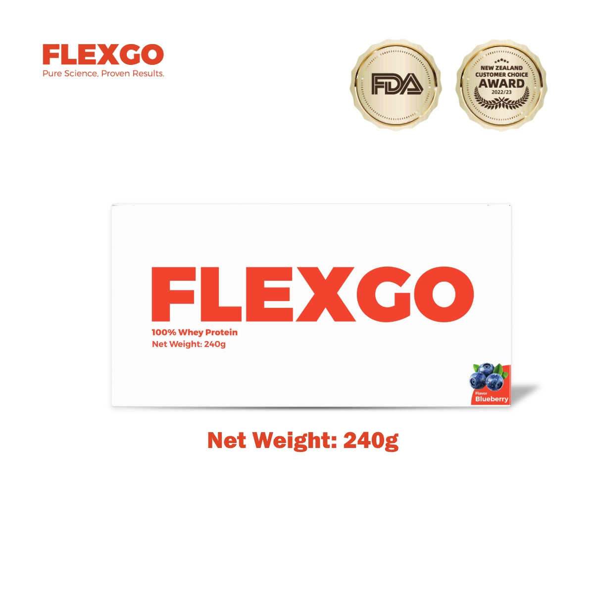 Flexgo 100% Whey Protein Powder Blueberry Flavor with Fiber & Vitamin C for Women